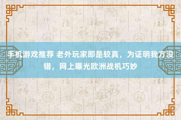 手机游戏推荐 老外玩家即是较真，为证明我方没错，网上曝光欧洲战机巧妙